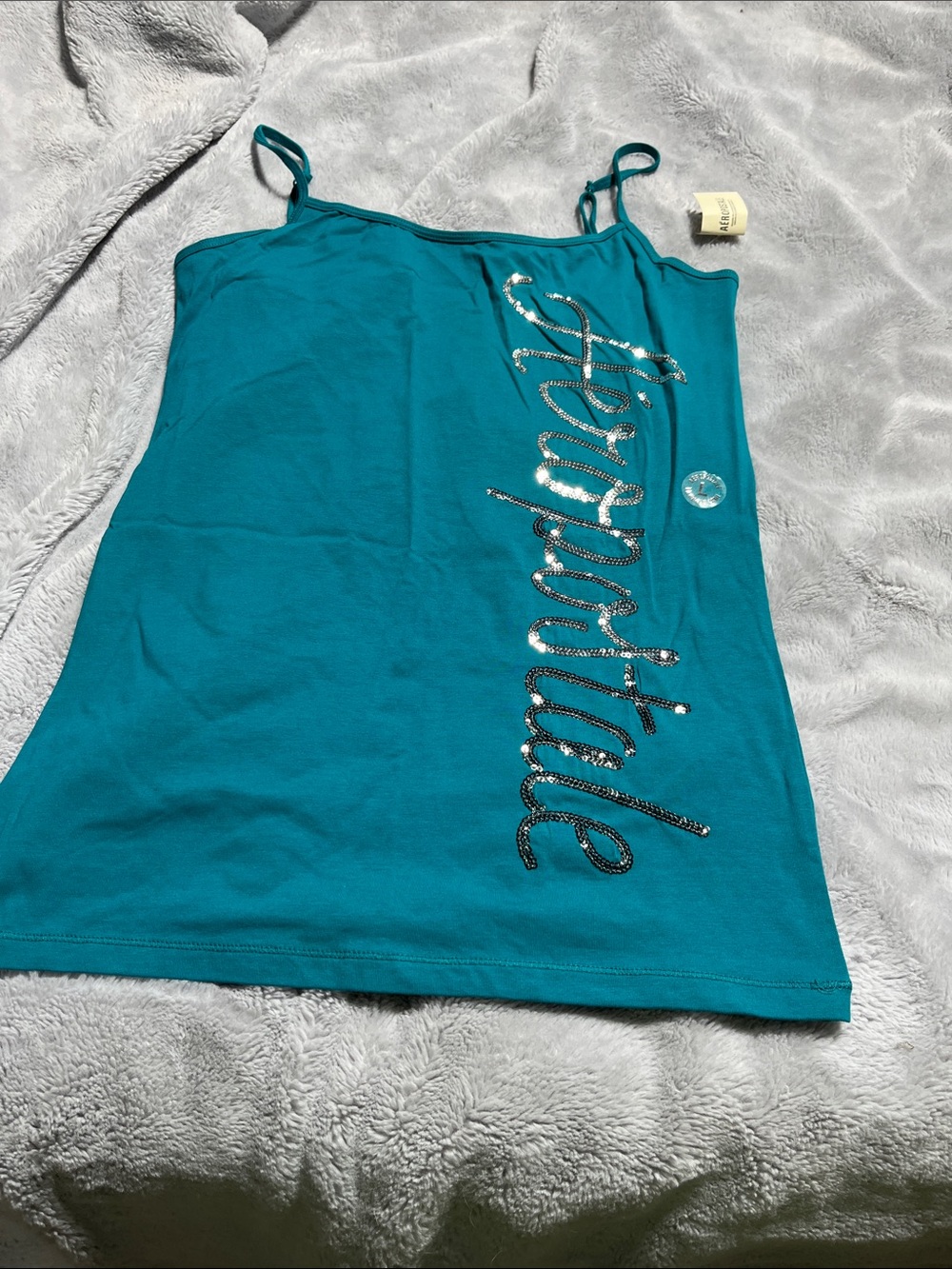 Aeropostale Teal Sequin Script Camisole PRICE FIRM